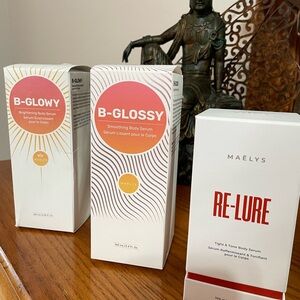 Set: B-GLOSSY, B-GLOWY, & Re-Lure-Smoothing Body Serum - White and Gold